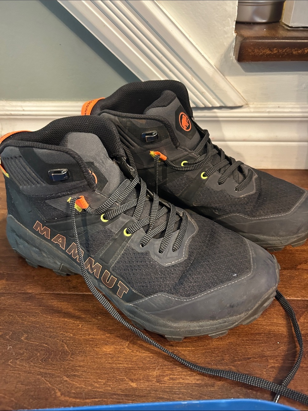 Mammut Men's Black Hiking Boots with Orange Accents